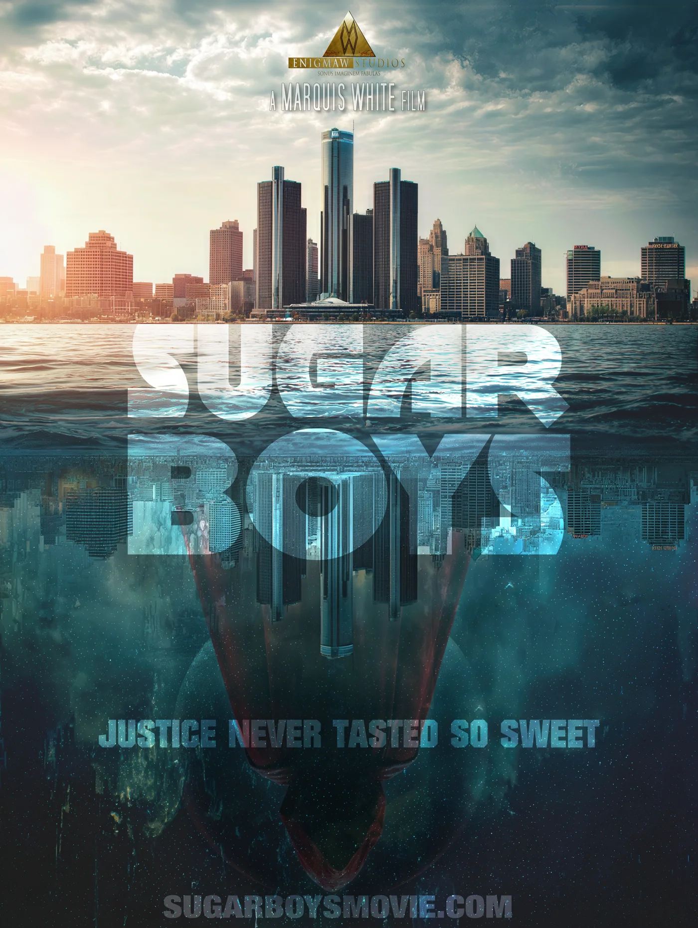 Sugar Boys movie poster featuring the Detroit skyline
